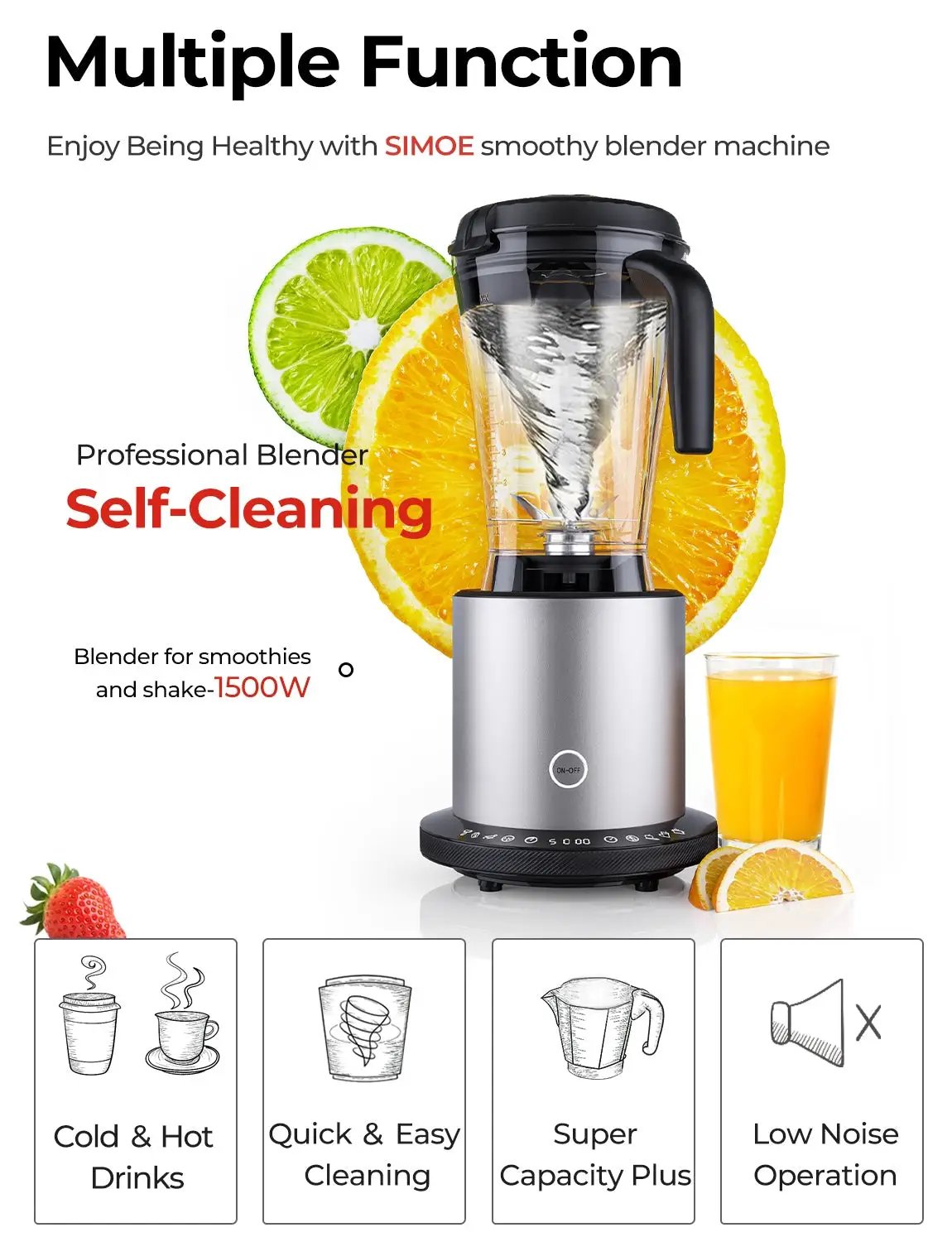 1500W Smoothie Maker High Power Blender with 10 Speeds by DirectDeals
