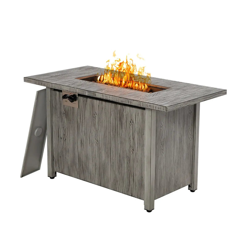 43 Inch 50 000 BTU Propane Fire Pit Table with Removable Lid-Gray by DirectDeals