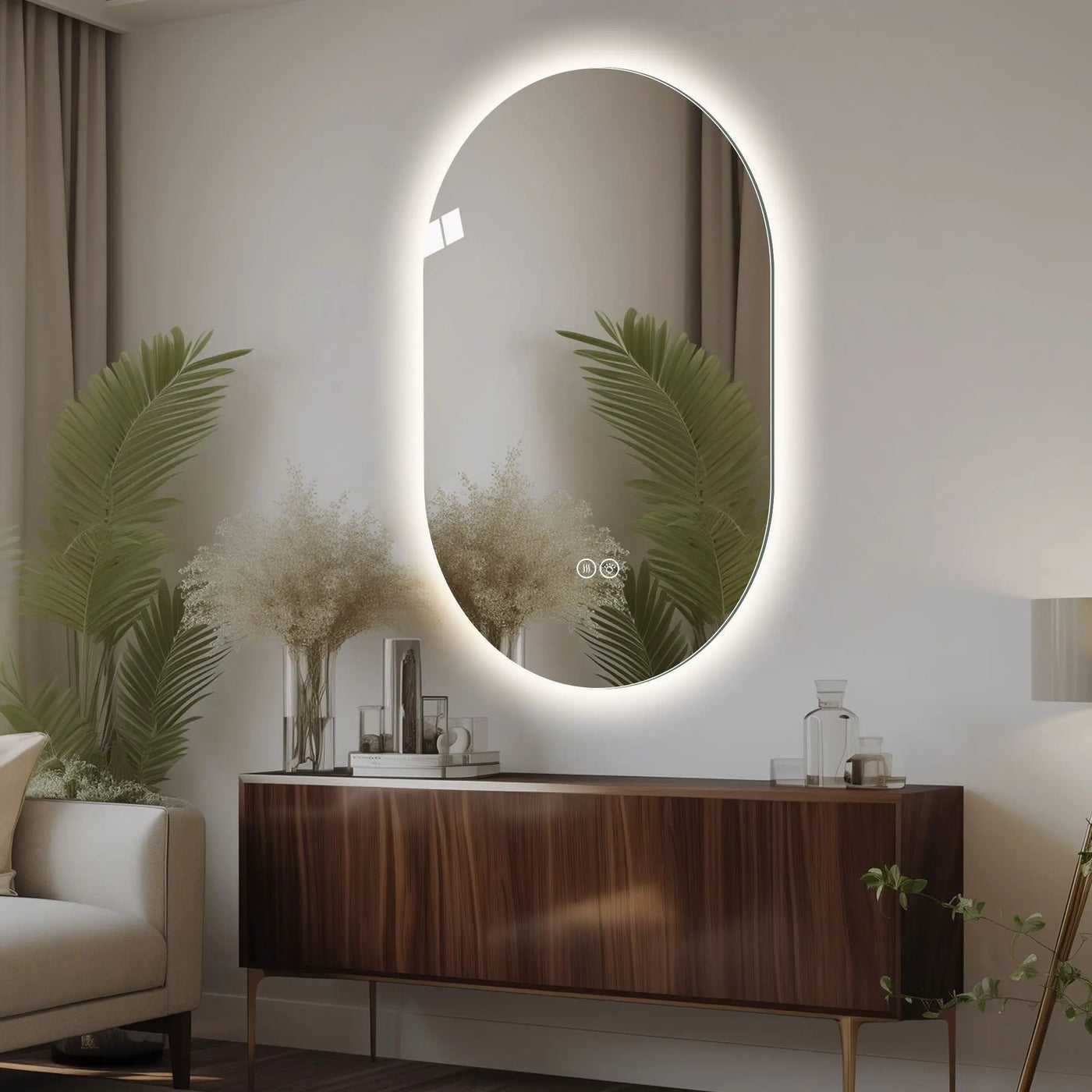 Smart Wall Mounted LED Touch Screen Mirror With Anti-Fog Function And Adjustable Lighting by Unique Piece Furniture