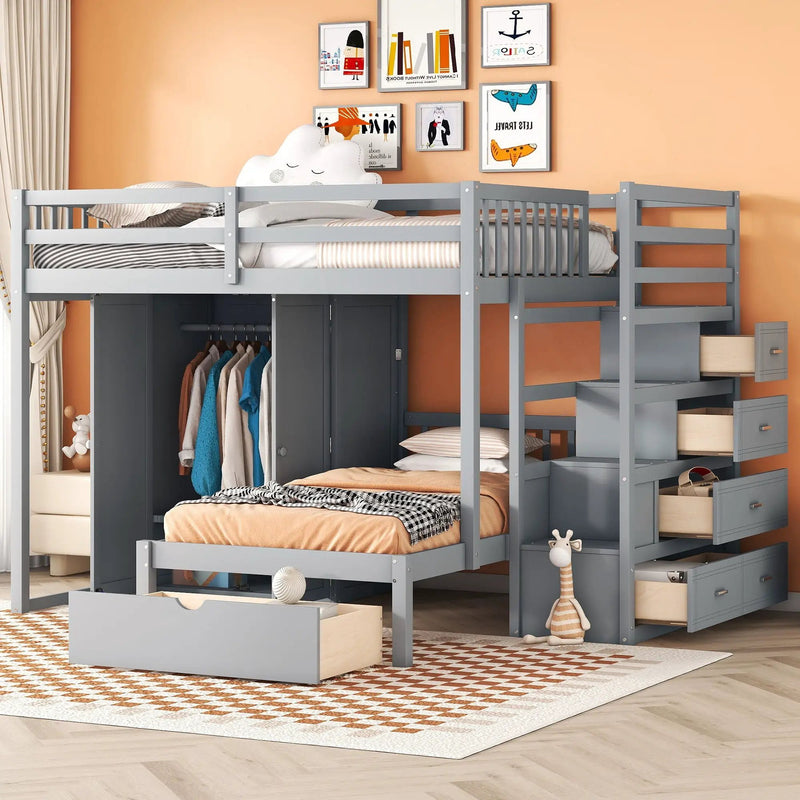Bunk Bed With Wardrobe, Drawers by HouseOfZazla
