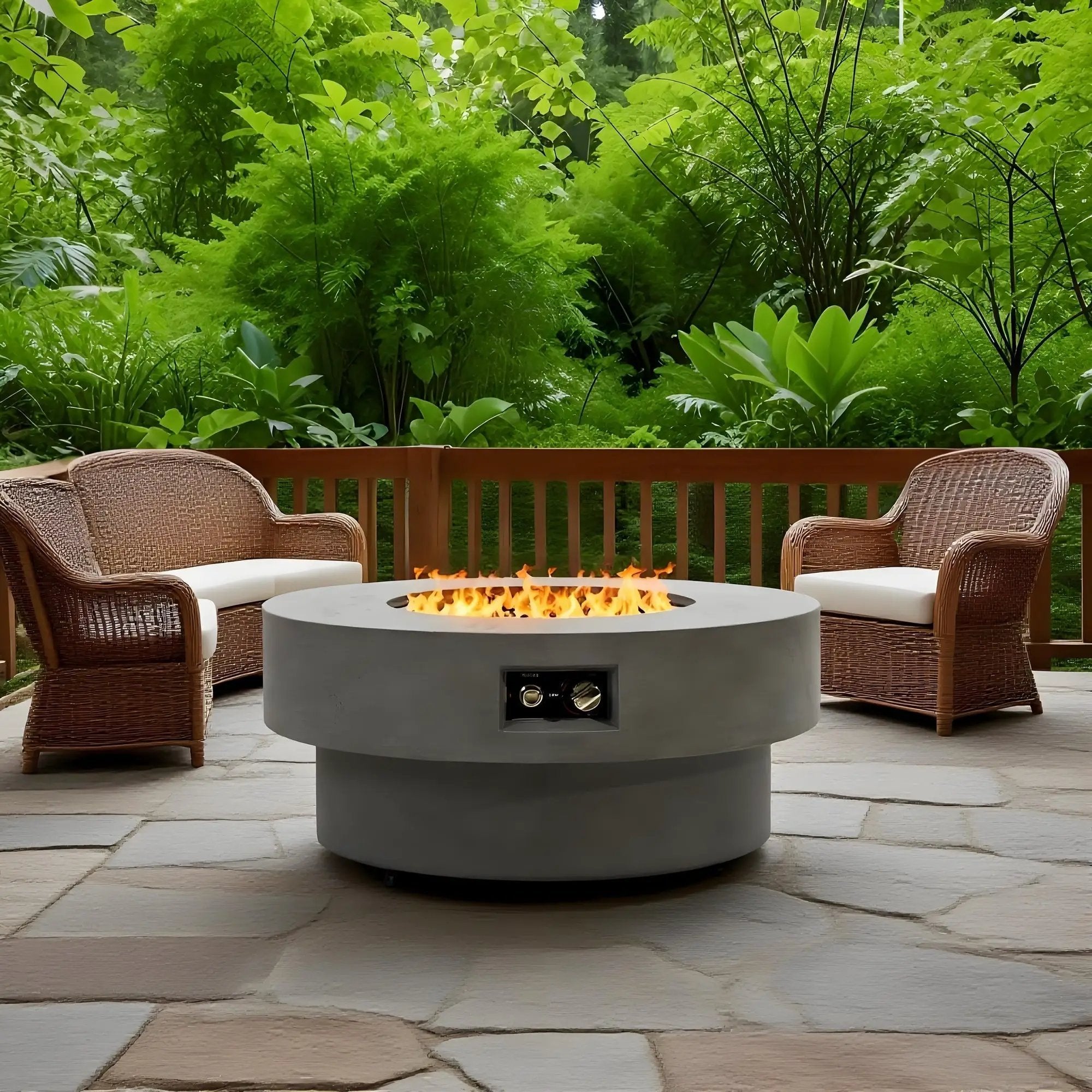 34-Inch Round Propane Fire Pit Table by HouseOfZazla
