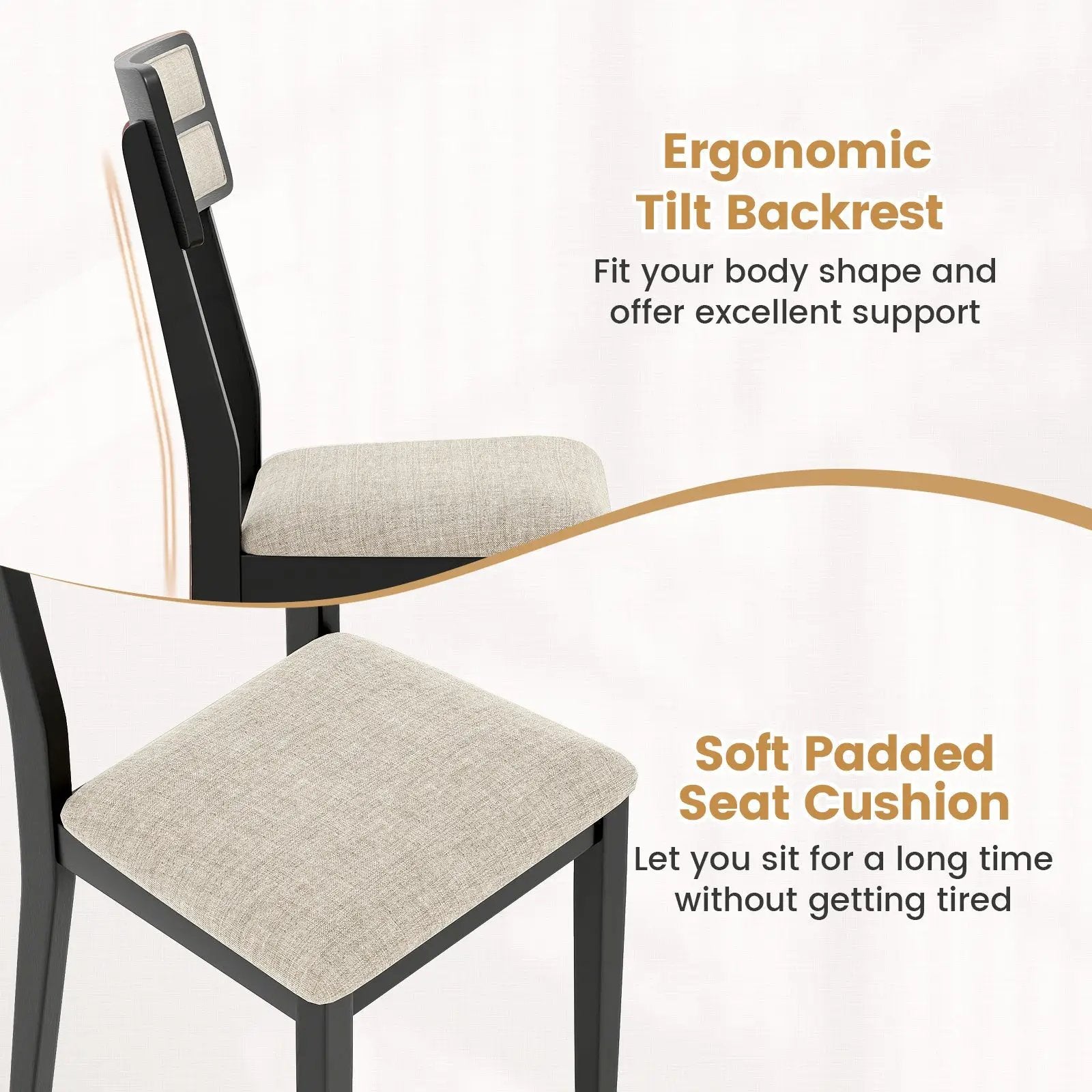 Modern Dining Chairs Set of 4 with Tilt Backrest for Dining Room-Black by DirectDeals
