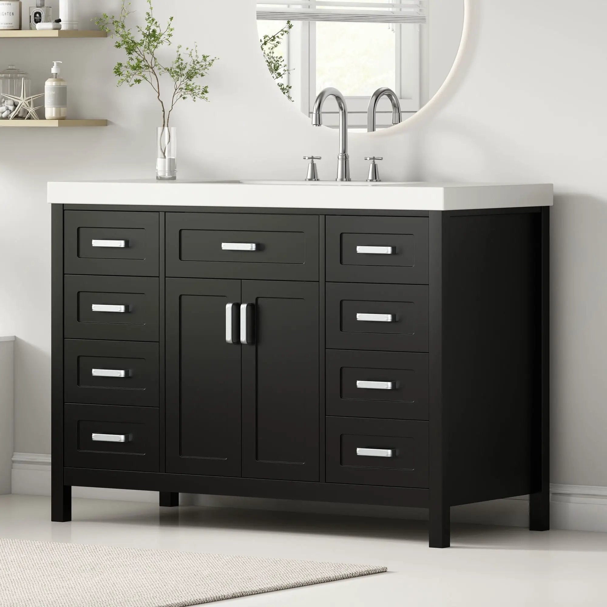 Bathroom Vanity With Sink, 2 Doors & 8 Drawers, Soft Close System by HouseOfZazla