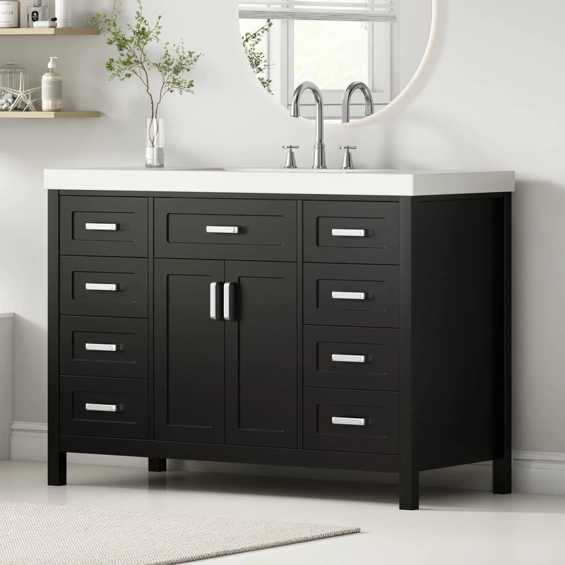 Bathroom Vanity With Sink, 2 Doors & 8 Drawers, Soft Close System by HouseOfZazla