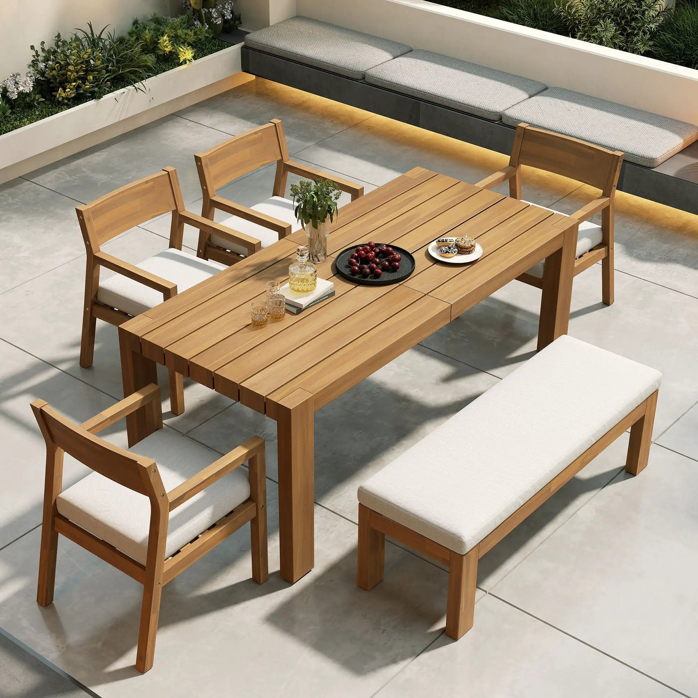 Outdoor Dining Set Rectangular Table With Umbrella Hole by Unique Piece Furniture