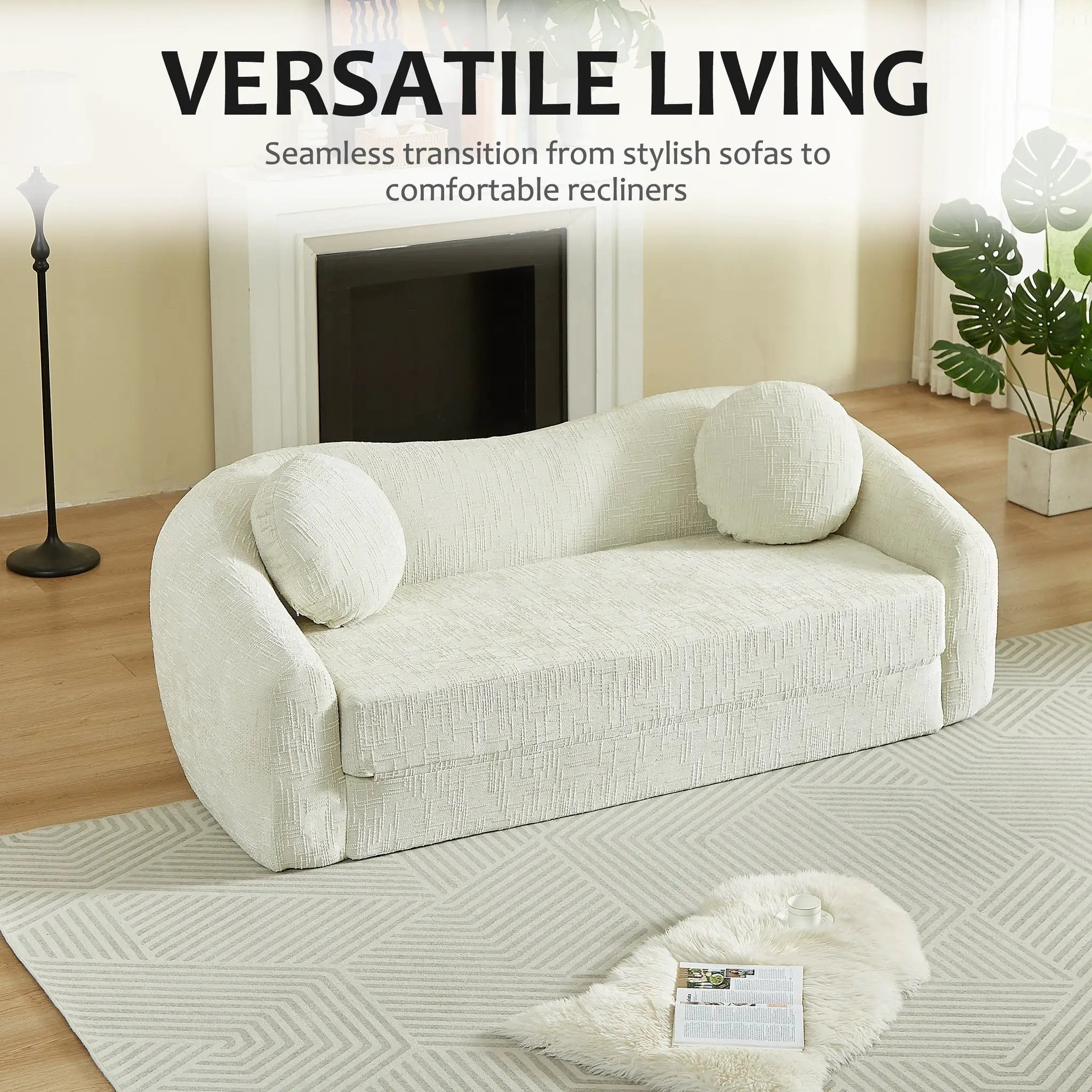 86-Inch Curved Convertible Sofa Recliner by HouseOfZazla