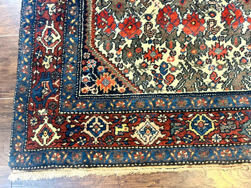Persian Tribal Rug 3x5, Antique Persian Carpet, Floral Roses, Handmade, Persian Zanjan Rug by Jewel Rugs