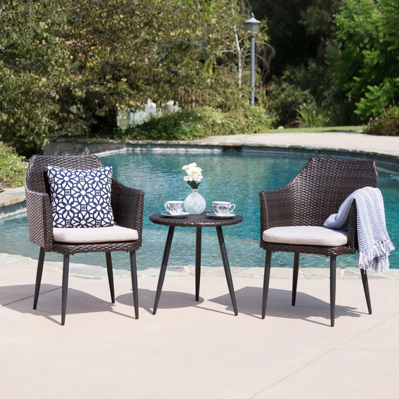 Kenneth 3 Pieces Chat Set Outdoor Furniture - Brown Multi by HouseOfZazla