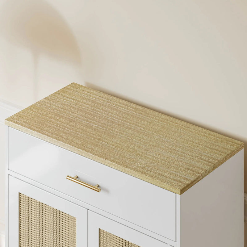 Cat Litter Box Enclosure With Scratch Pad, Hidden Litter Box Furniture, Wooden Pet House Sideboard, Storage Cabinet, Fit Most Cat And Litter Box, For Living Room Bedroom Office - White / Light Brown by HouseOfZazla
