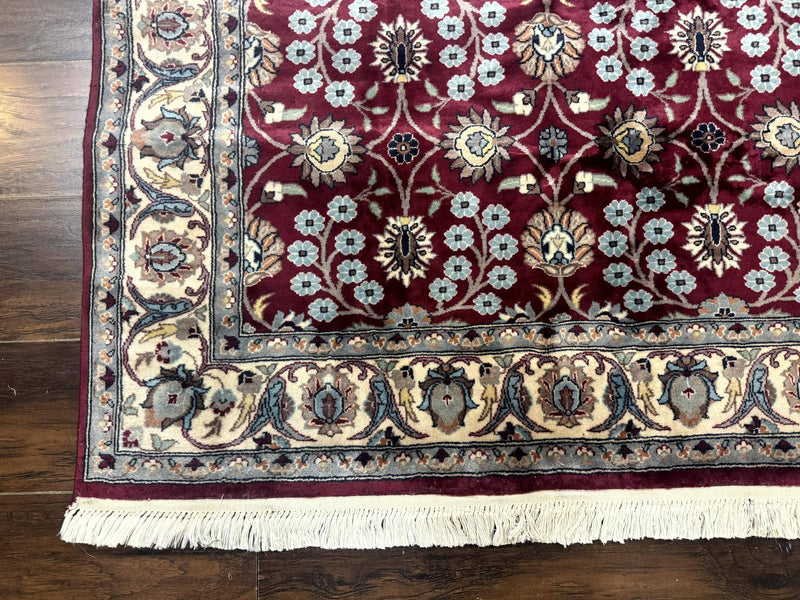 Pak Persian Rug 4x6, Floral Allover, Vintage Wool Carpet, Plum and Ivory by Jewel Rugs