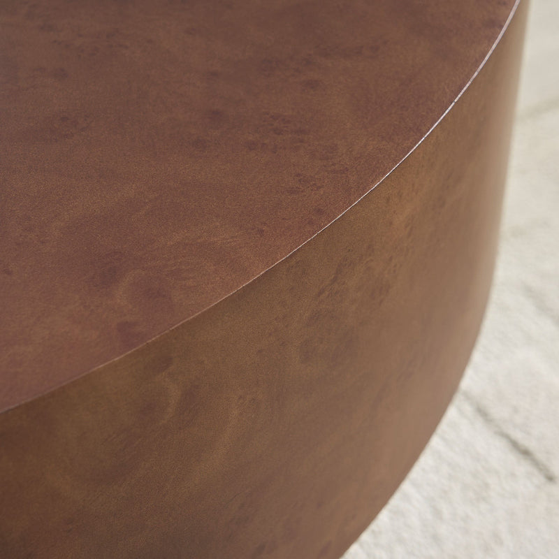 31.49'' Faux Burl Wood Pattern Round Coffee Table with Sturdy Pedestal by HouseOfZazla