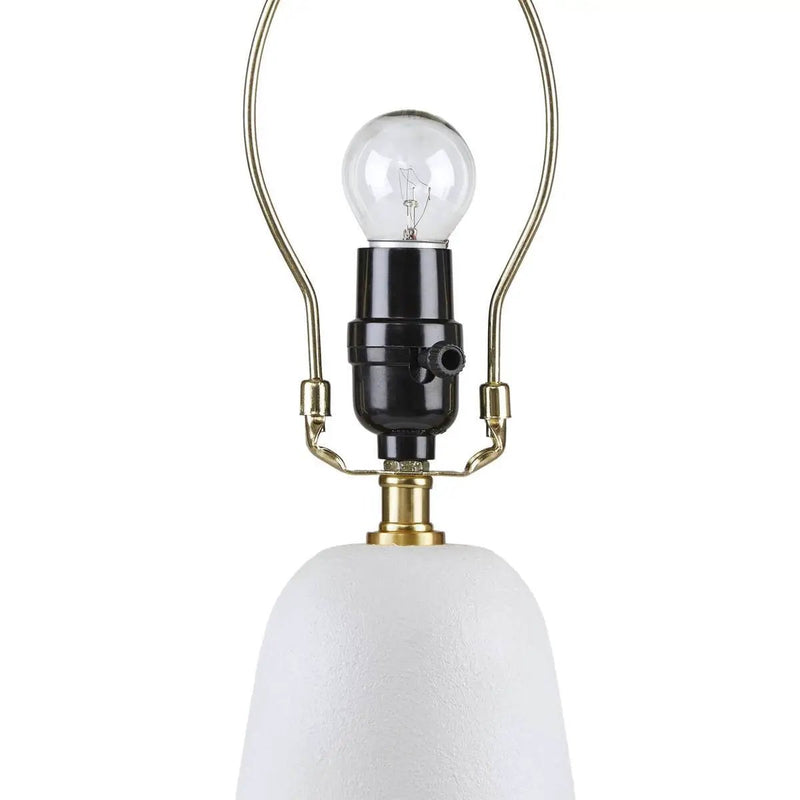 Textured Ceramic Table Lamp with Fluted Fabric Shade - White by HouseOfZazla