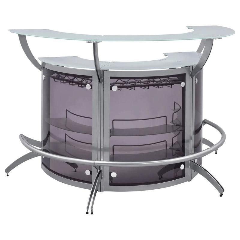 Dallas 3-piece Curved Freestanding Home Bar Cabinet Silver by Unique Piece Furniture