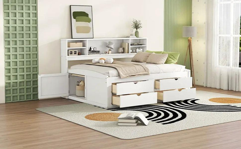 Daybed With 2 Bedside Cabinets, Upper Shelves And 4 Drawers by HouseOfZazla