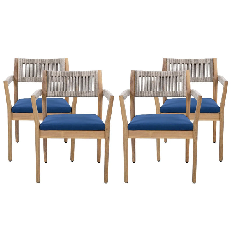 Braided Acacia Wood Outdoor Dining Chairs Set of 2 – Teak Look by HouseOfZazla