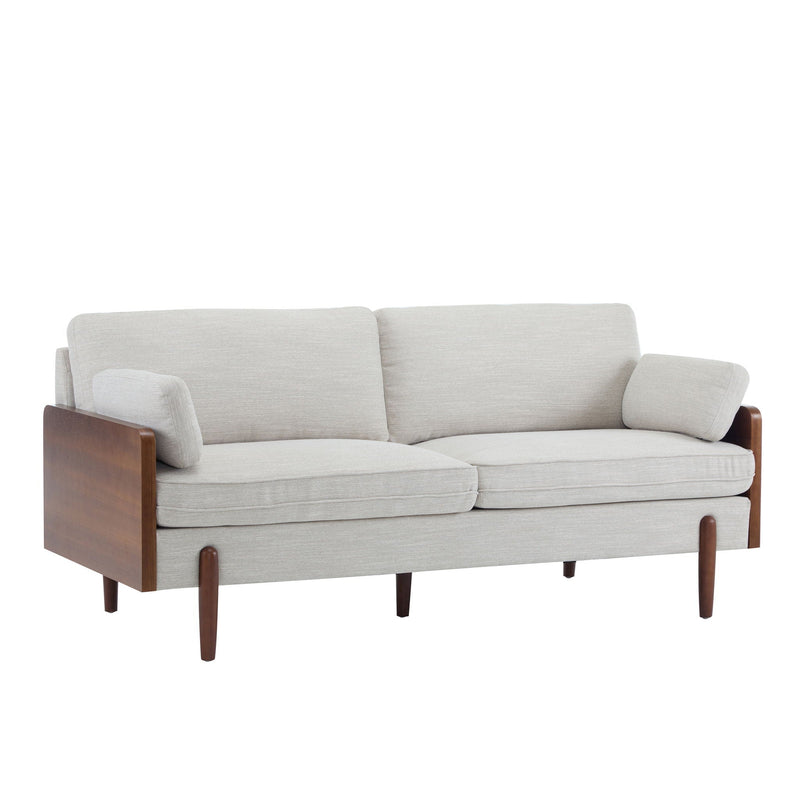 Mid Century Moderne Sofa With Wood Sides by HouseOfZazla
