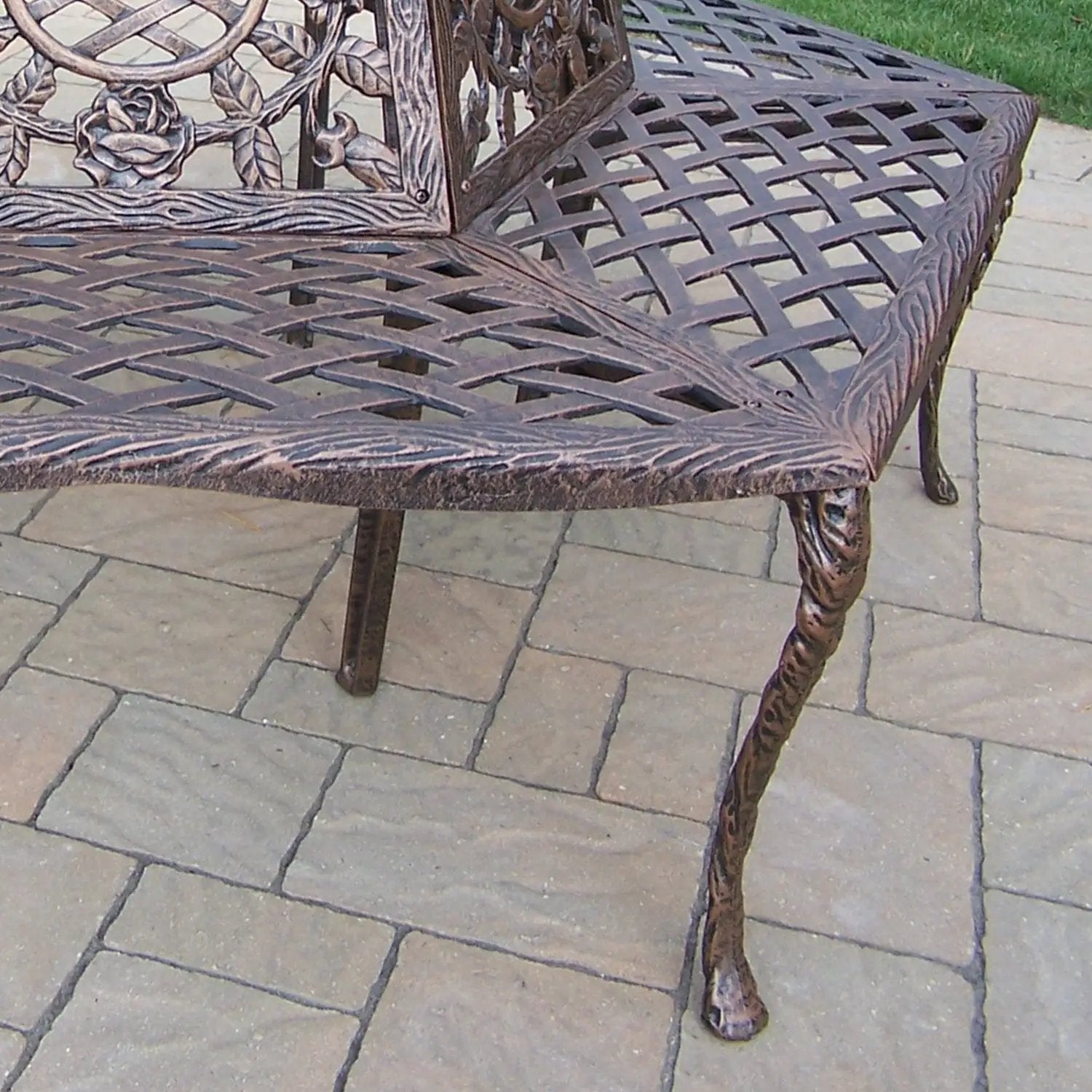Large Antique Bronze Rose Cast Aluminum Metal Tree Bench by Sharicks