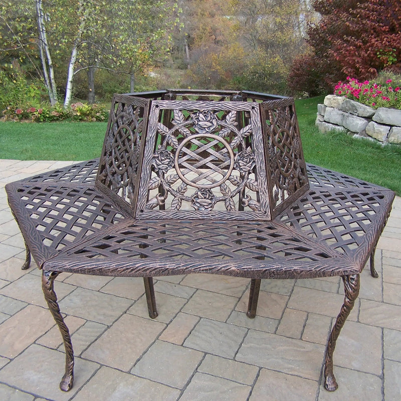 Large Antique Bronze Rose Cast Aluminum Metal Tree Bench by Sharicks