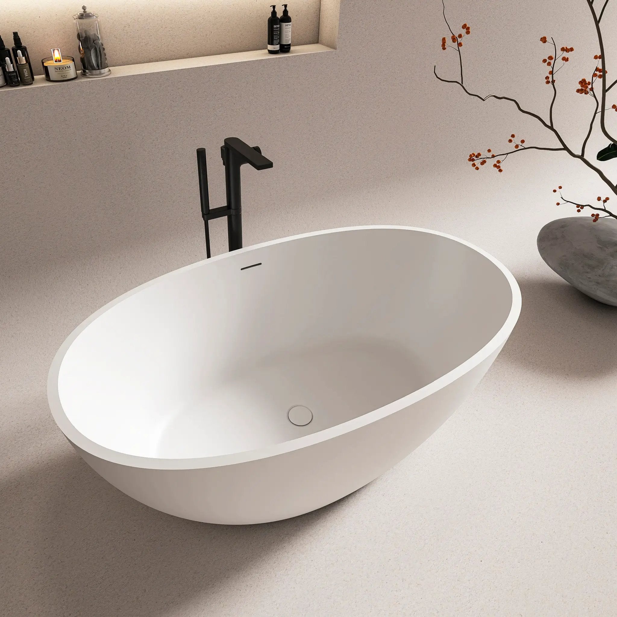 55 Inch Freestanding Solid Surface Soaking Bathtub by HouseOfZazla