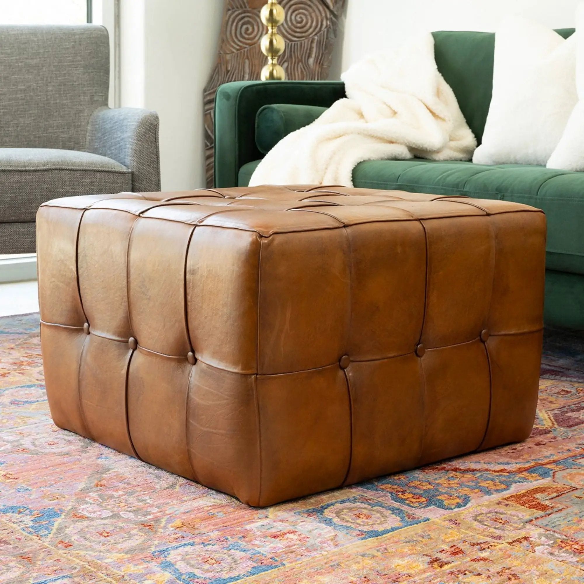 Benjiro - Square Ottoman - Tan by HouseOfZazla