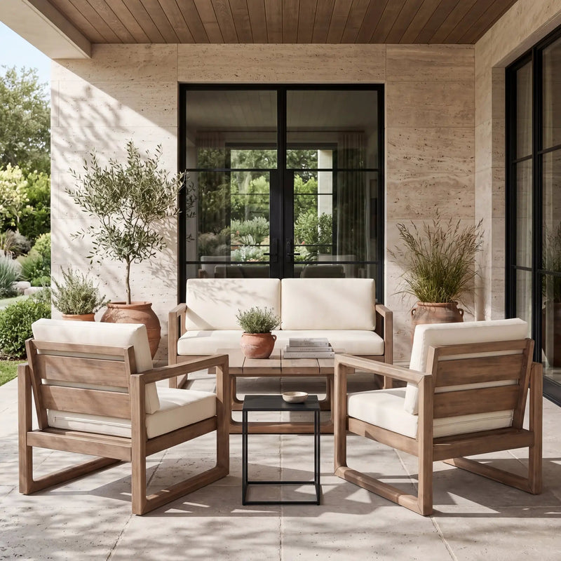 4-Piece Acacia Wood Patio Furniture Set by HouseOfZazla