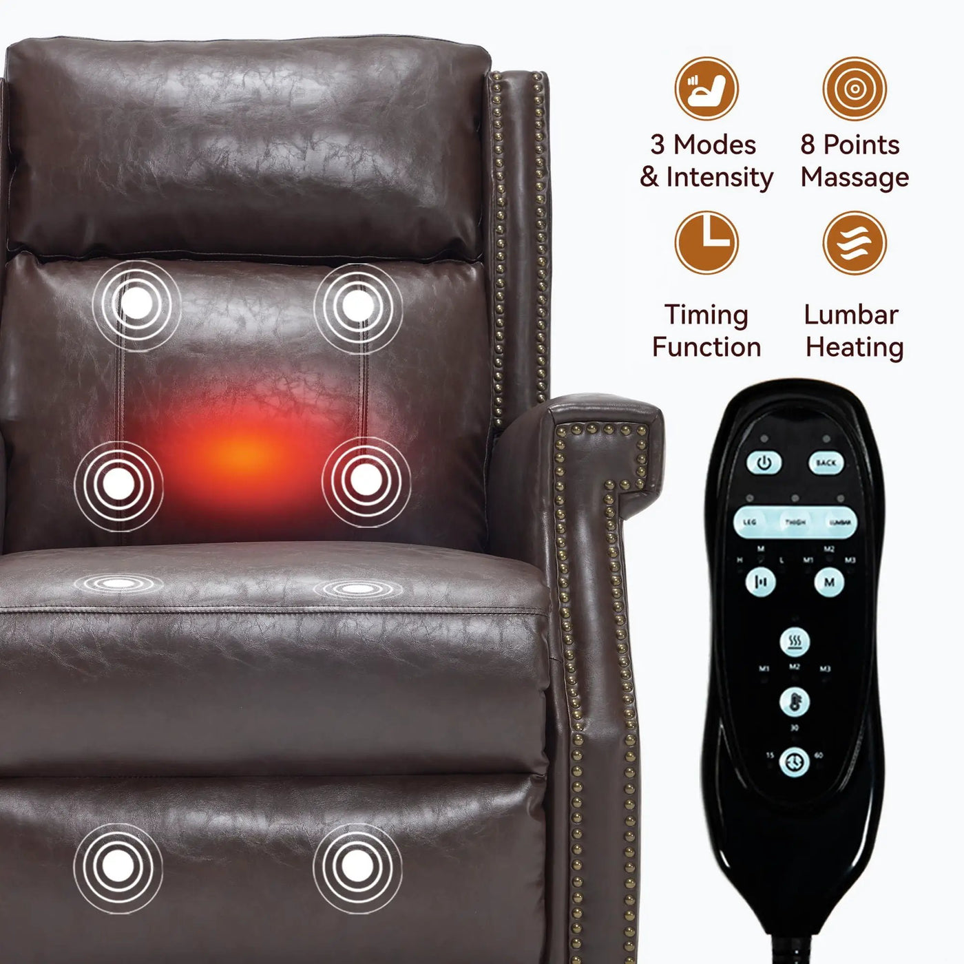 Manual Recliner Chair With Heavy Duty Motion Mechanism, 8 Vibrating Nodes And 3 Massage Modes For Living Room by HouseOfZazla