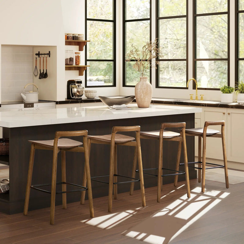 Sven - Modern Minimalist Low Back Counter Stool - Dark Brown Walnut by Unique Piece Furniture