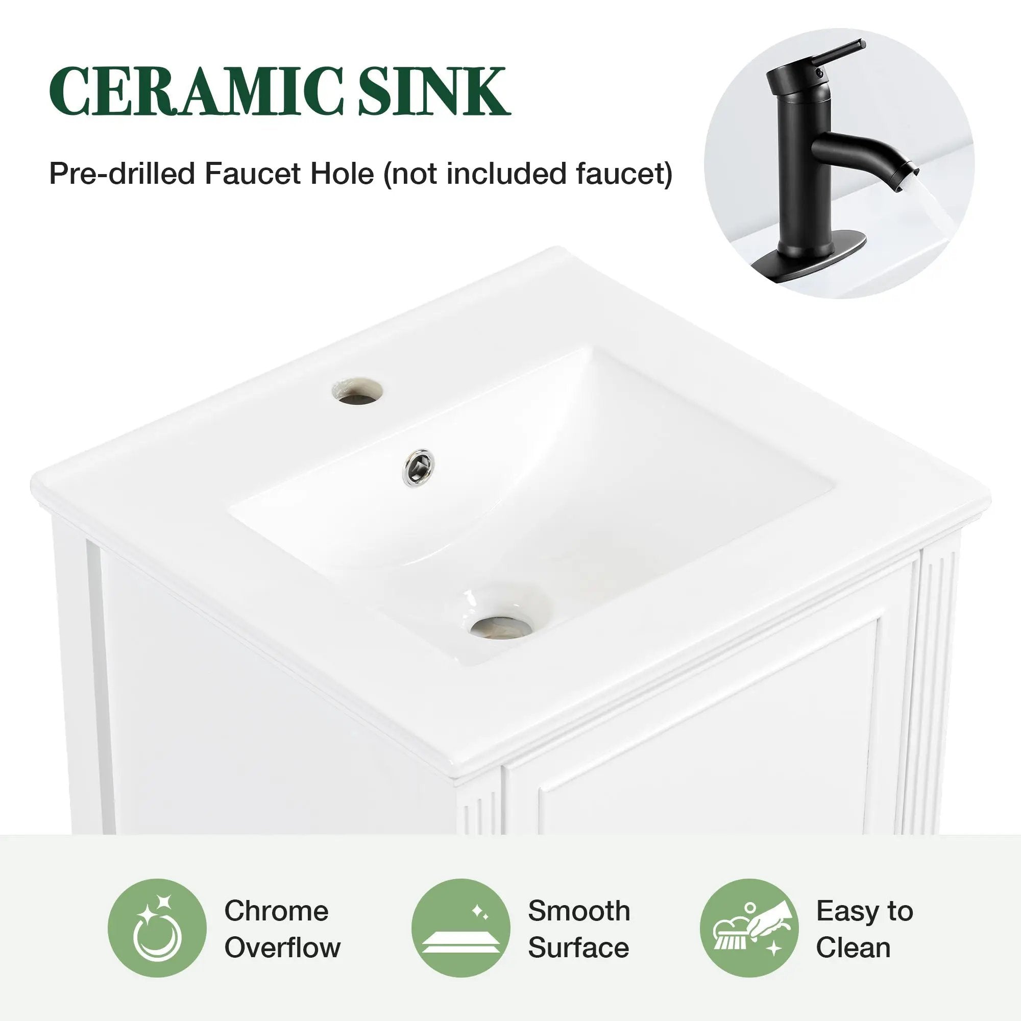 20" Bathroom Vanity with Ceramic Sink and Storage Cabinet by HouseOfZazla