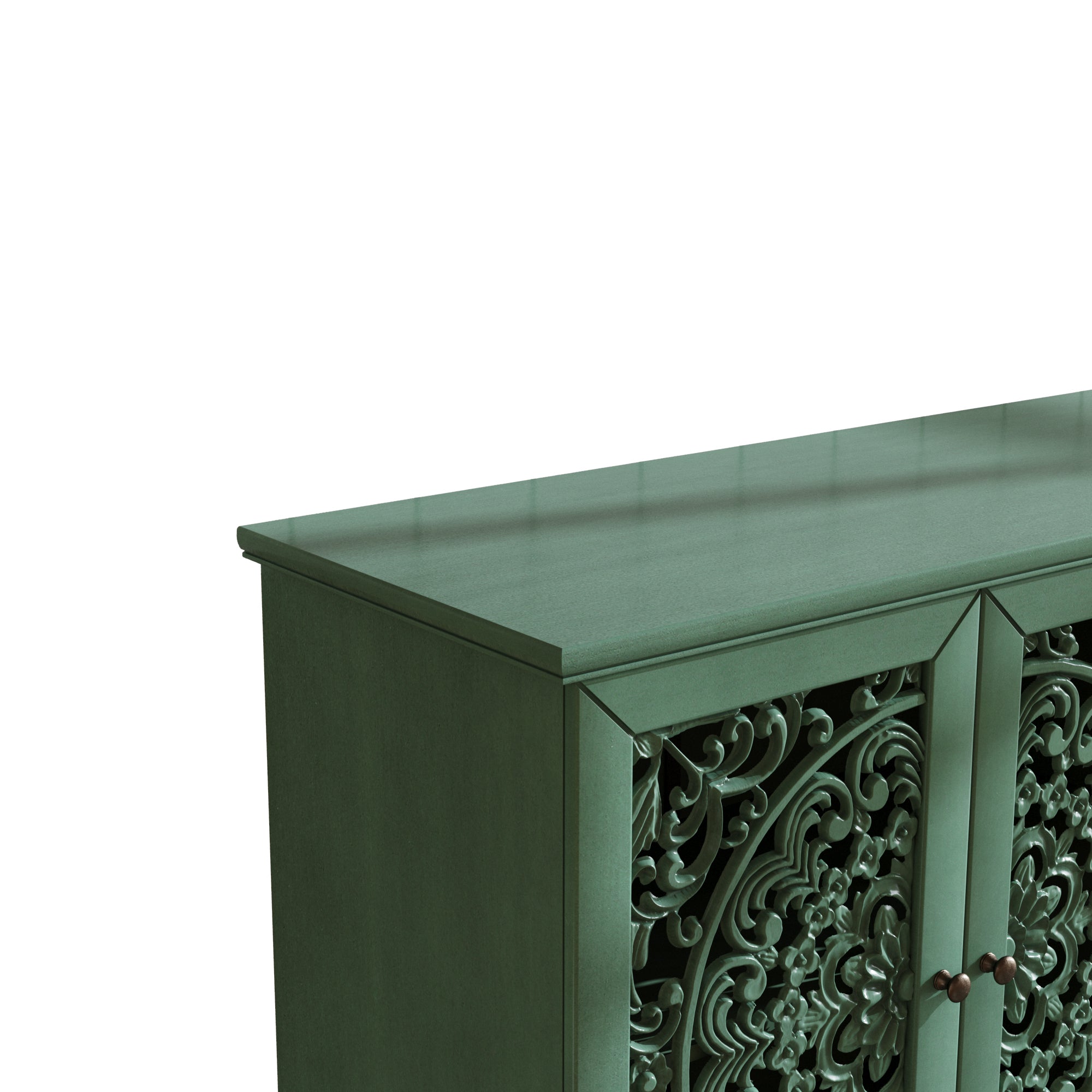 60' Antique Buffet Cabinet with Floral Carvings by HouseOfZazla