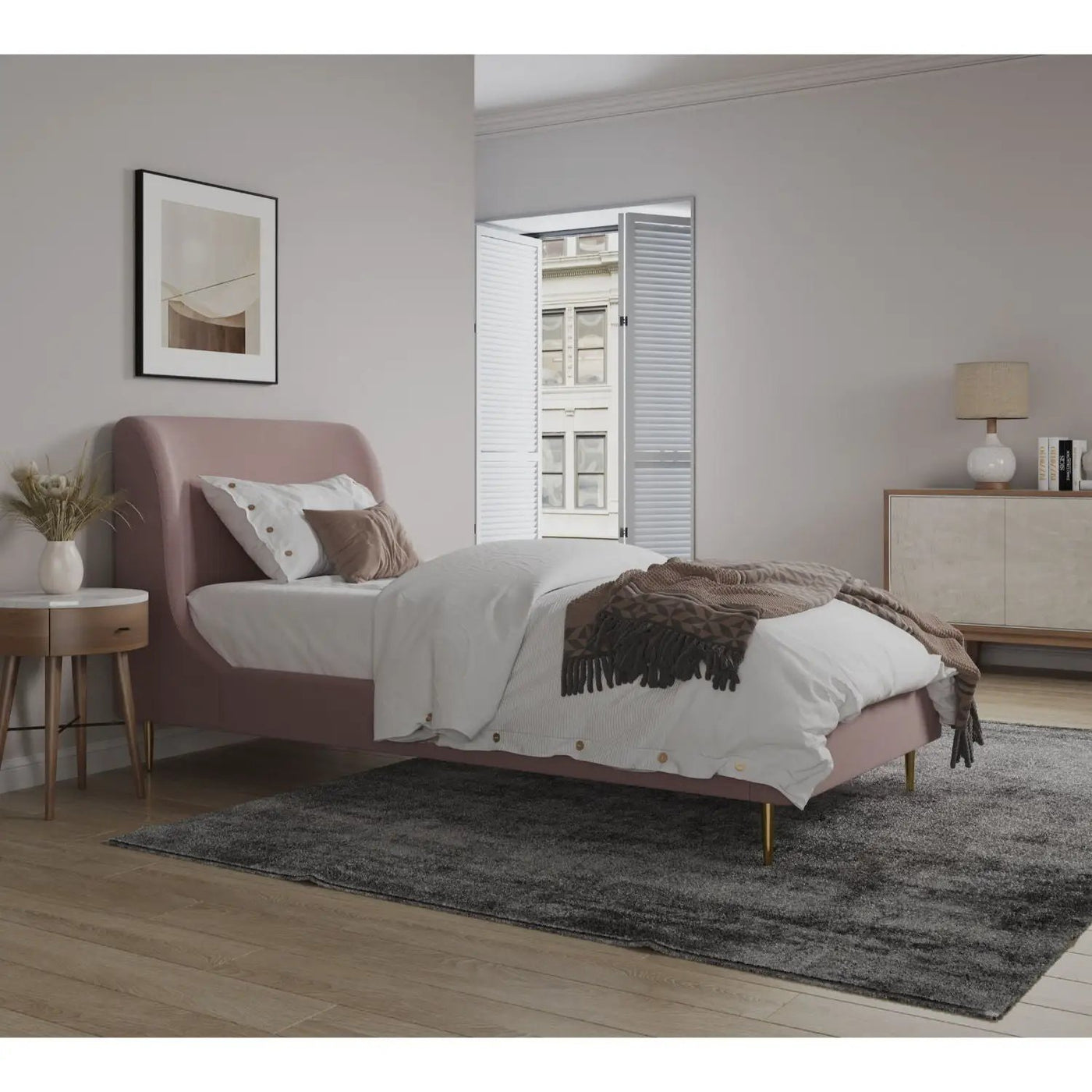 Mid-Century Modern Upholstered Bed With Curved Headboard by HouseOfZazla