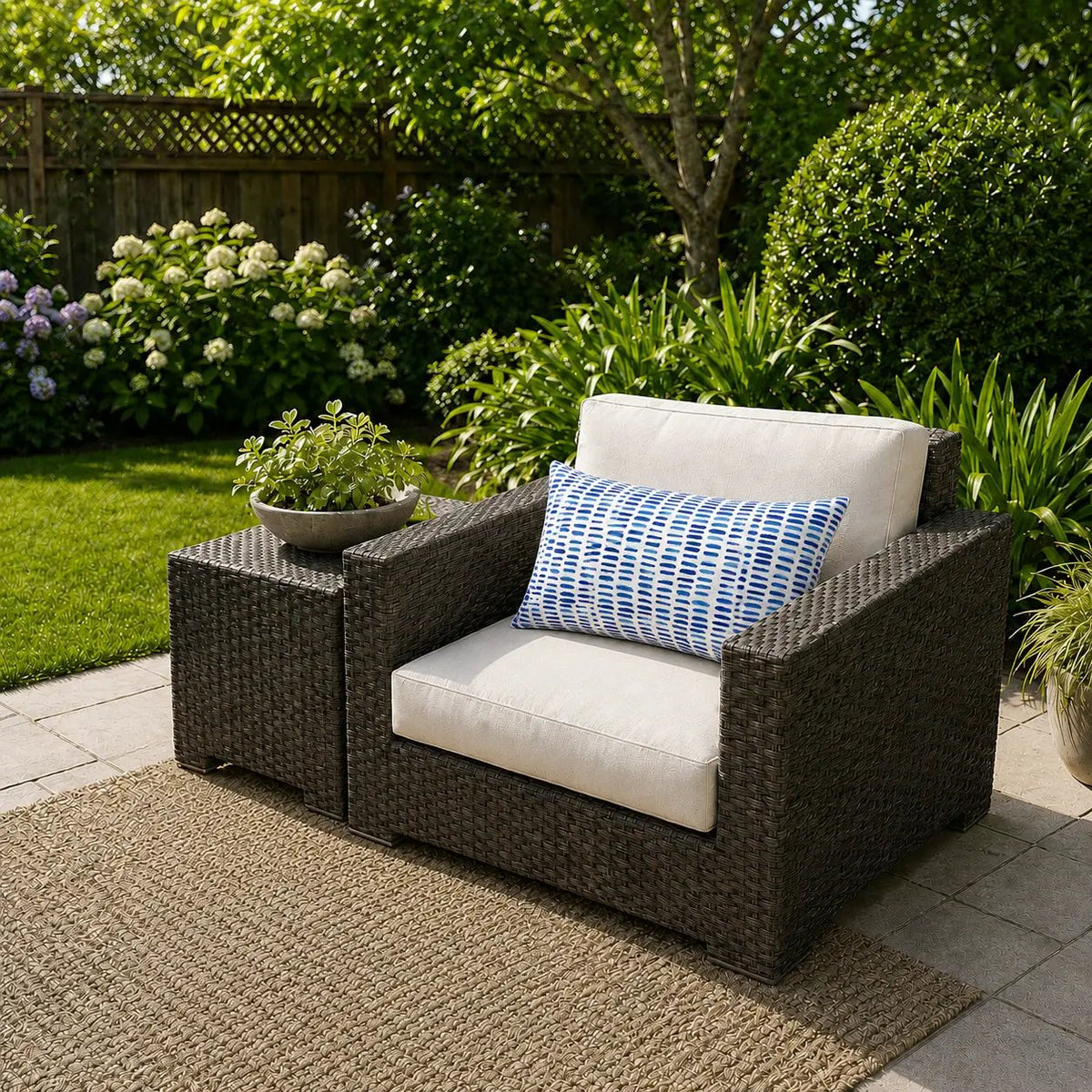 2 Pack Outdoor Lumbar Pillow Covers - Blue Dash by HouseOfZazla