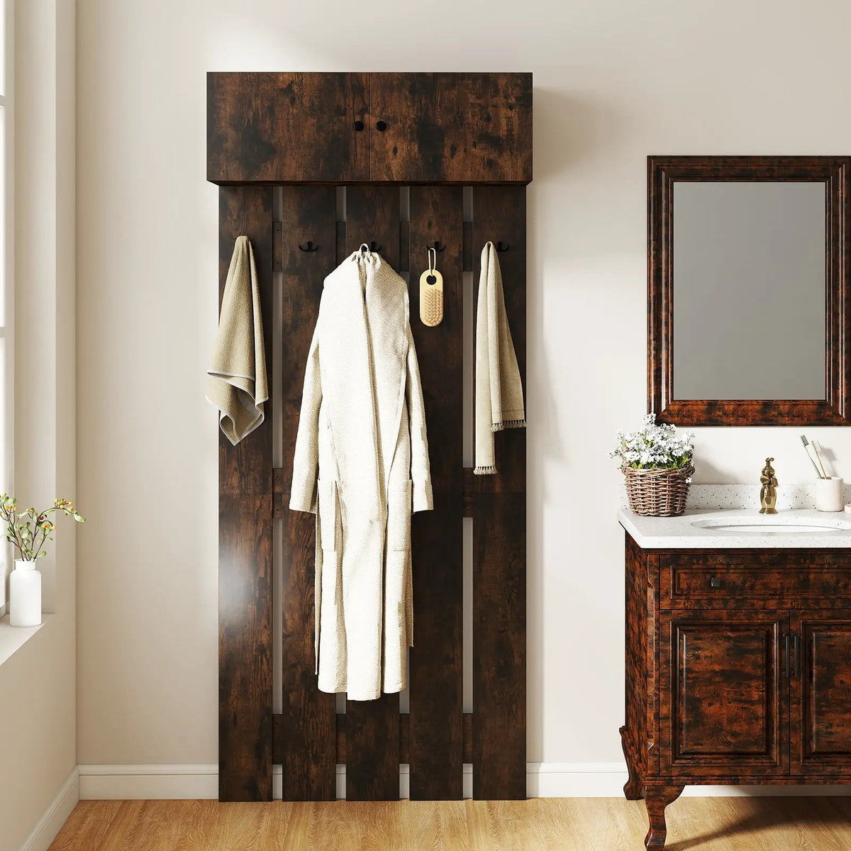 Entryway Wall Coat Rack Wall Mounted Coat Clothes Rack, photo 14 of 16