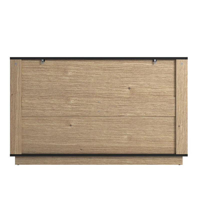 Modern 6 Drawer Cabinet With Metal Rounded Corners And Exquisite Handles Multi Functional Storage - Natural Wood by HouseOfZazla