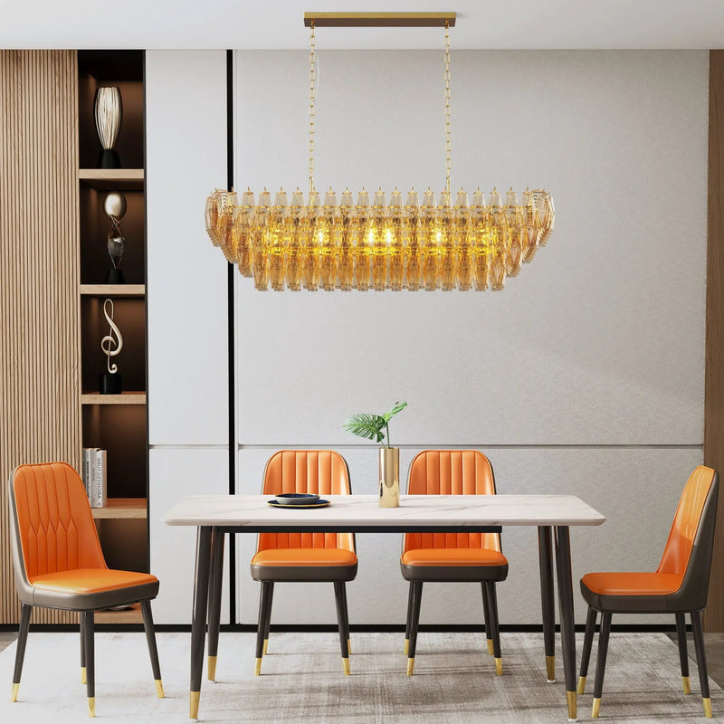 Modern Chandeliers for Dining Room, 54" Large Rectangle Gold Kitchen Chandelier Over Table by HouseOfZazla
