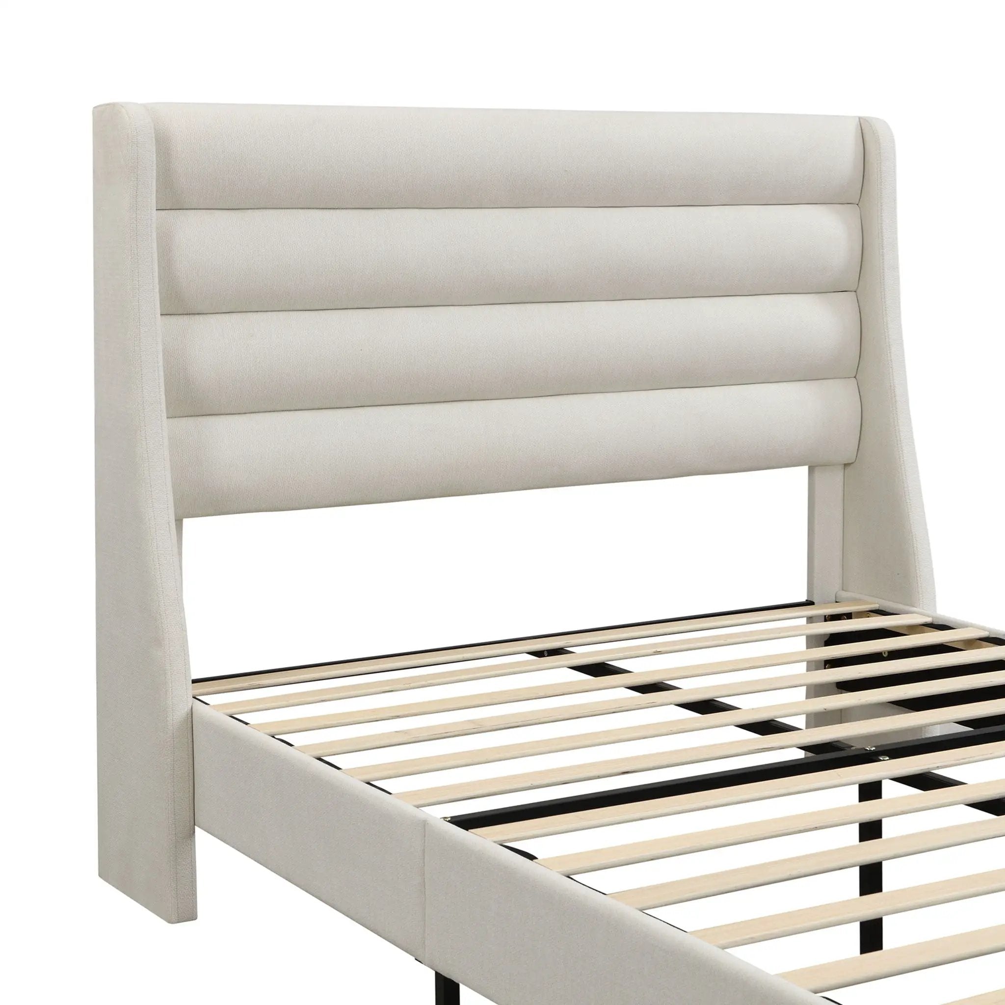 Modern Upholstered Platform Bed With Wave Shaped Headboard by HouseOfZazla