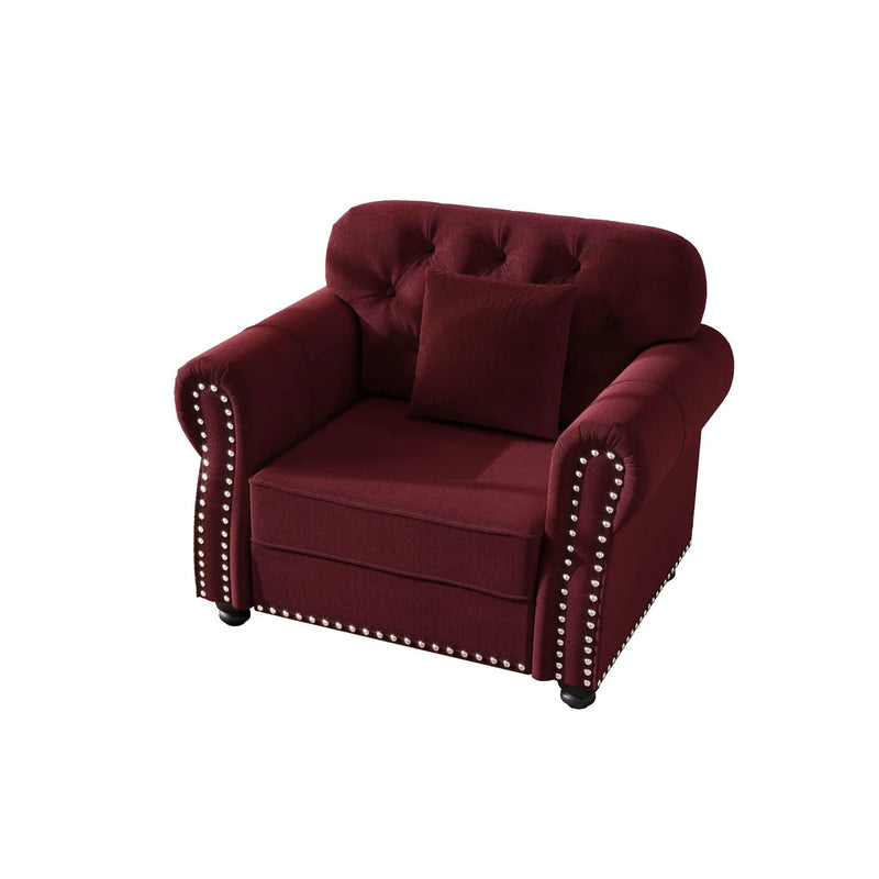 Upholstered Sofa With Nailhead Trim And Rolled Armrests by HouseOfZazla