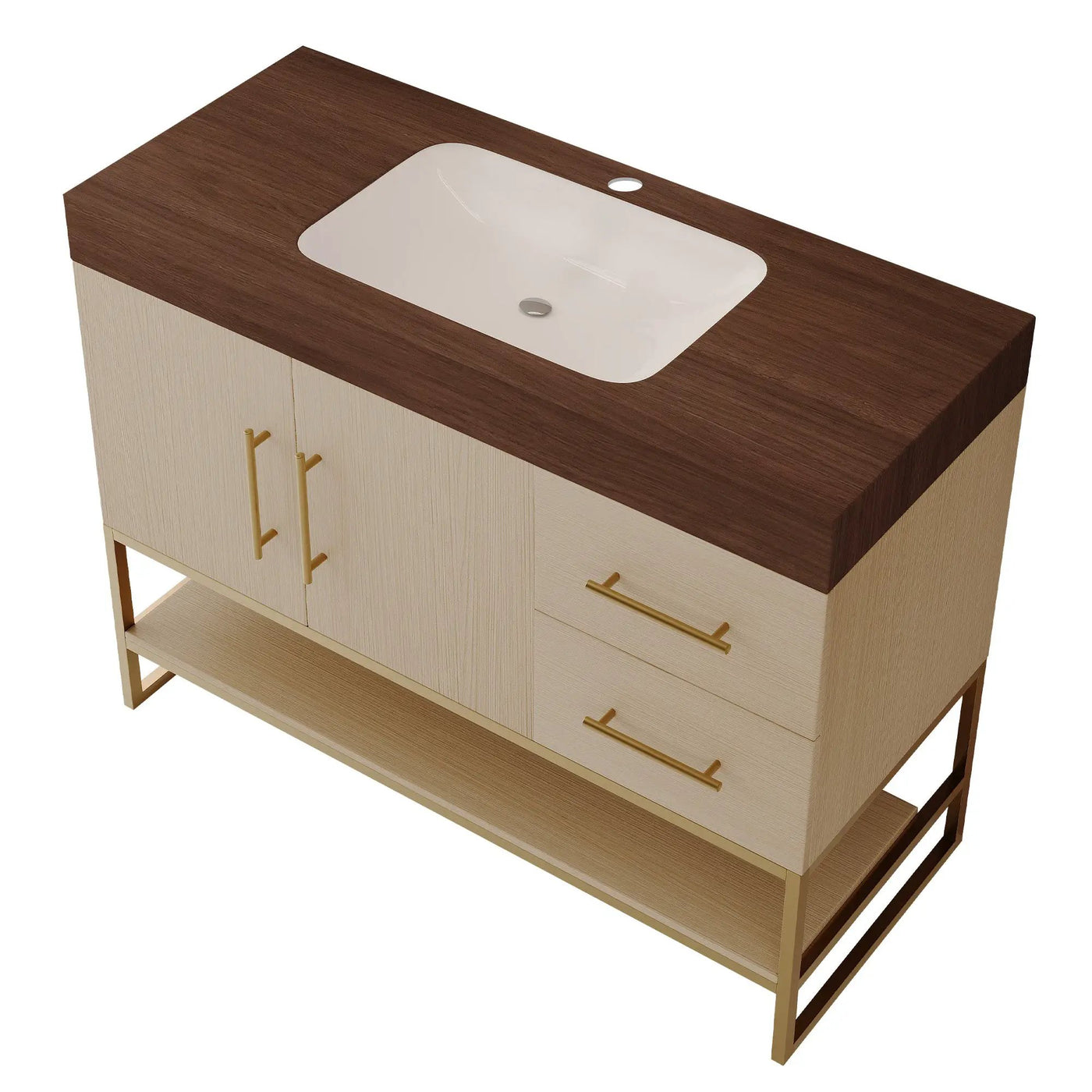 36" Modern Free-Standing Bathroom Vanity with Seamless Ceramic Sink & Sintered Stone Top by HouseOfZazla