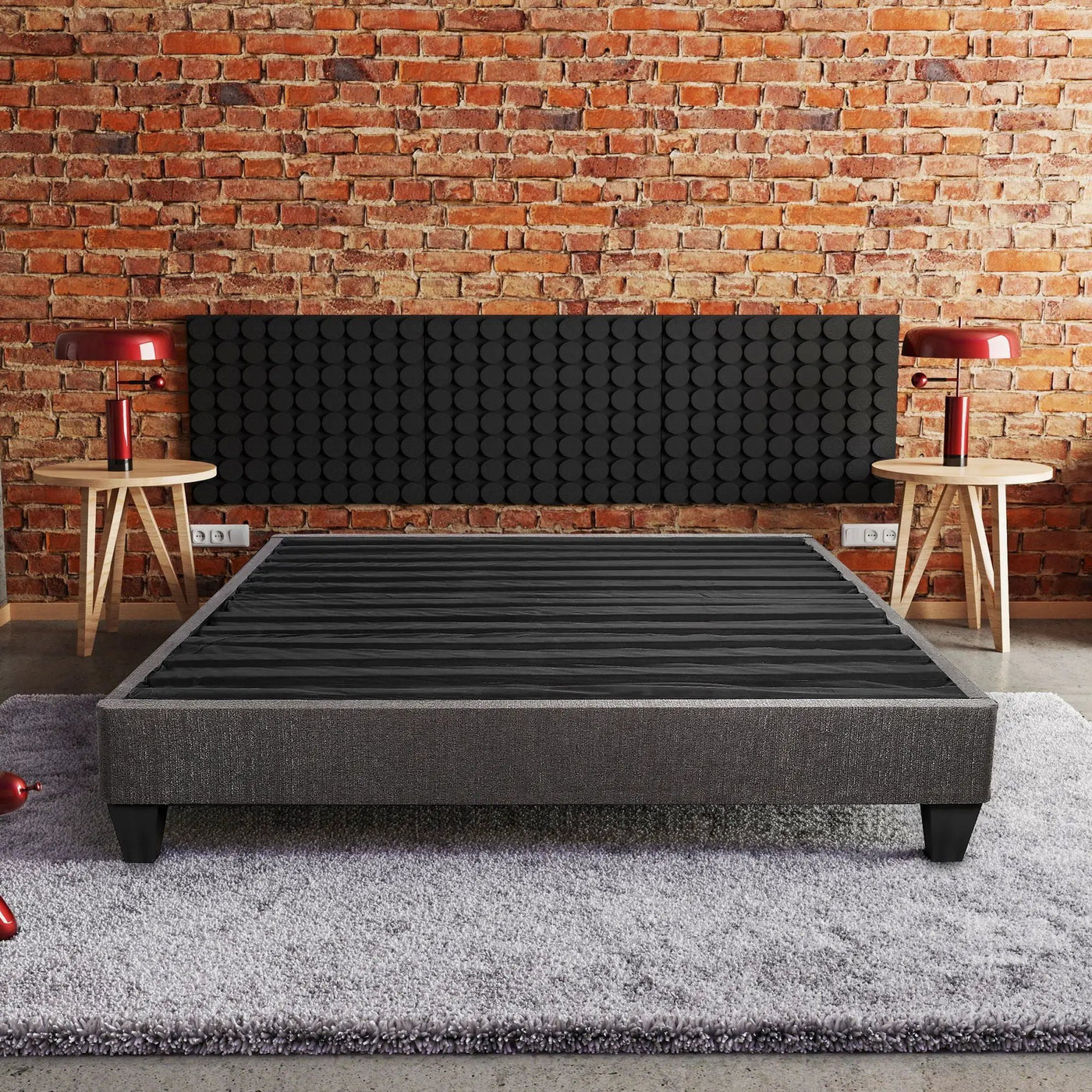 14" Upholstered Platform Bed Base, Mattress Foundation by HouseOfZazla