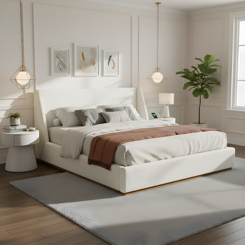 Luxury Upholstered Bed with Wings by HouseOfZazla