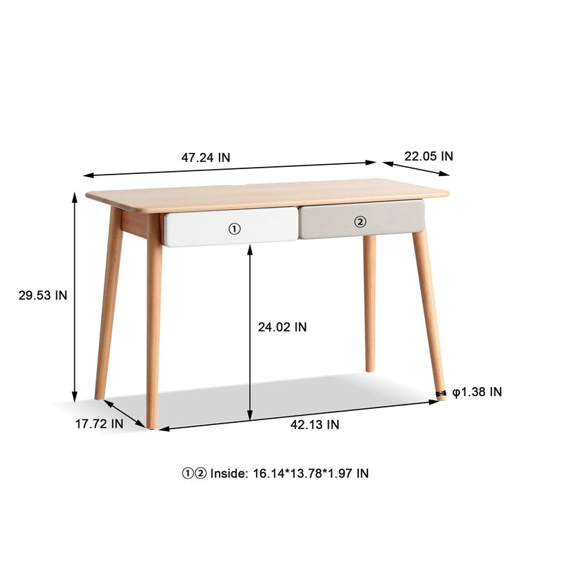 Computer Desk Large Size Office Desk With 2 Drawers, Modern Simple Style PC Table With Gap Design For Home Office - White / Gray by HouseOfZazla