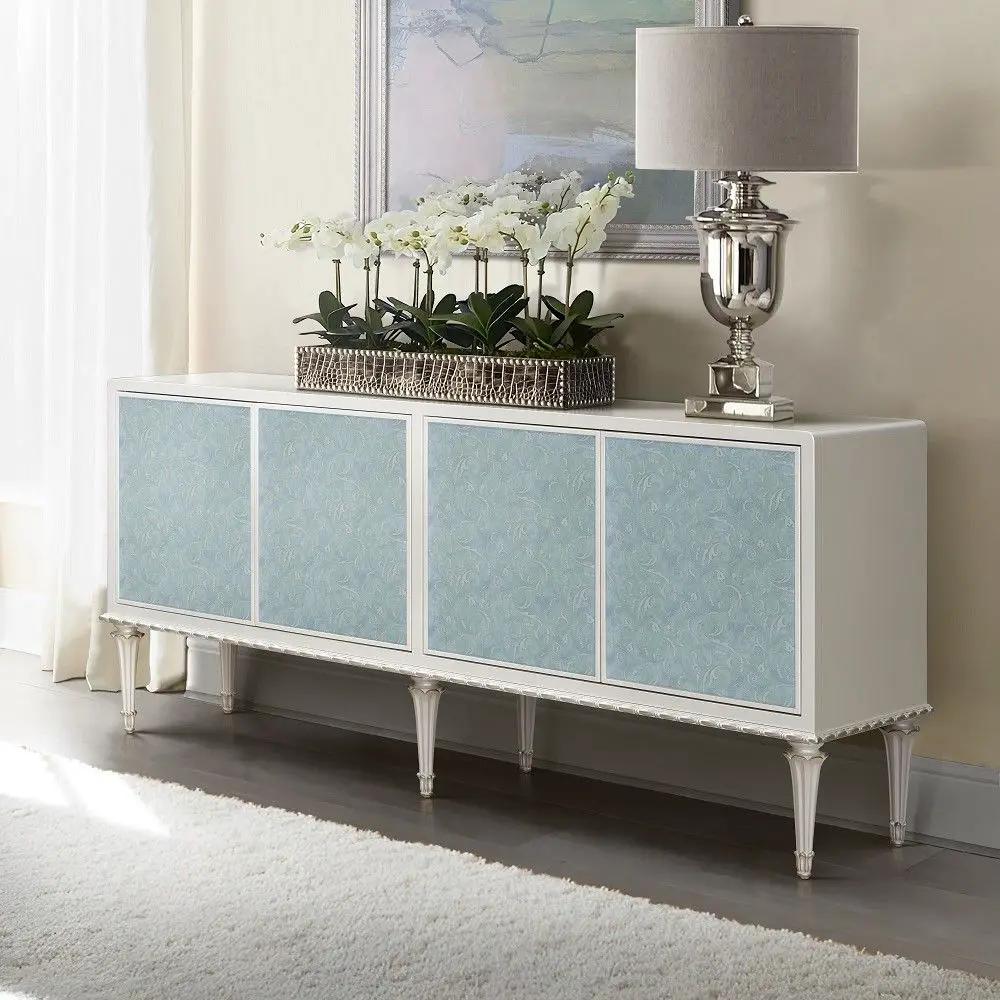 Ansaldo - Console Cabinet - Pearl White & Silver Shimmer by Unique Piece Furniture