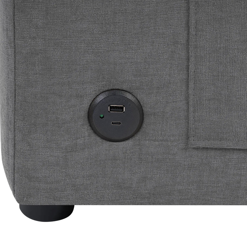 Modern L-Shaped Sectional Sofa With Curved Chaise, USB Ports, And Side Storage Pockets