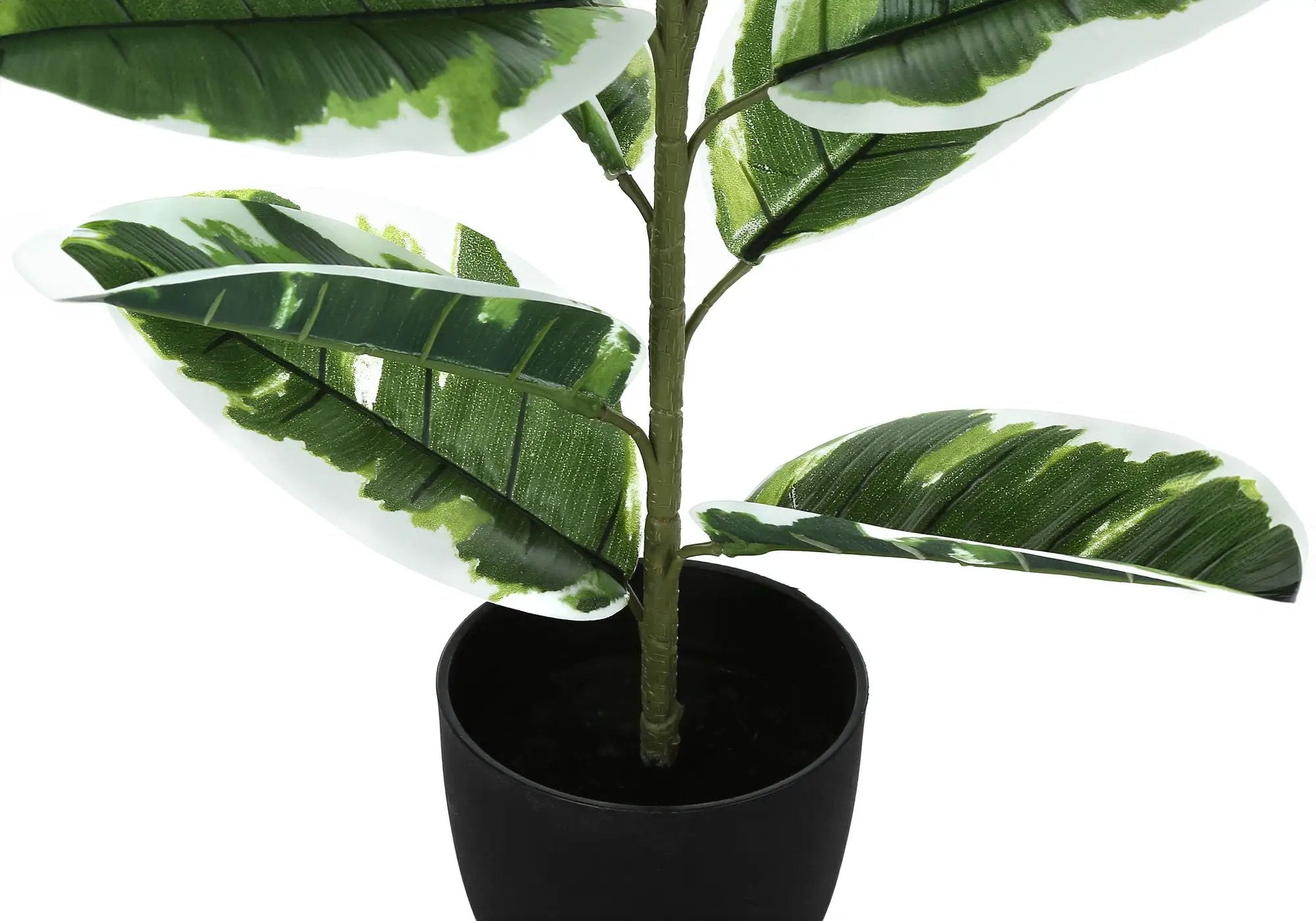 27" Tall, Artificial Plant, Rubber, Indoor, Faux, Fake, Table, Greenery, Potted, Real Touch, Decorative - Green / Black by Unique Piece Furniture