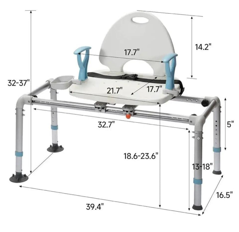 Open Box ELENKER Heavy Duty Sliding Shower Chair with Swivel Seat, Rotating Sliding Bathtub Transfer Bench and Bath Safety Seat with Non-Slip Suction by Selzalot