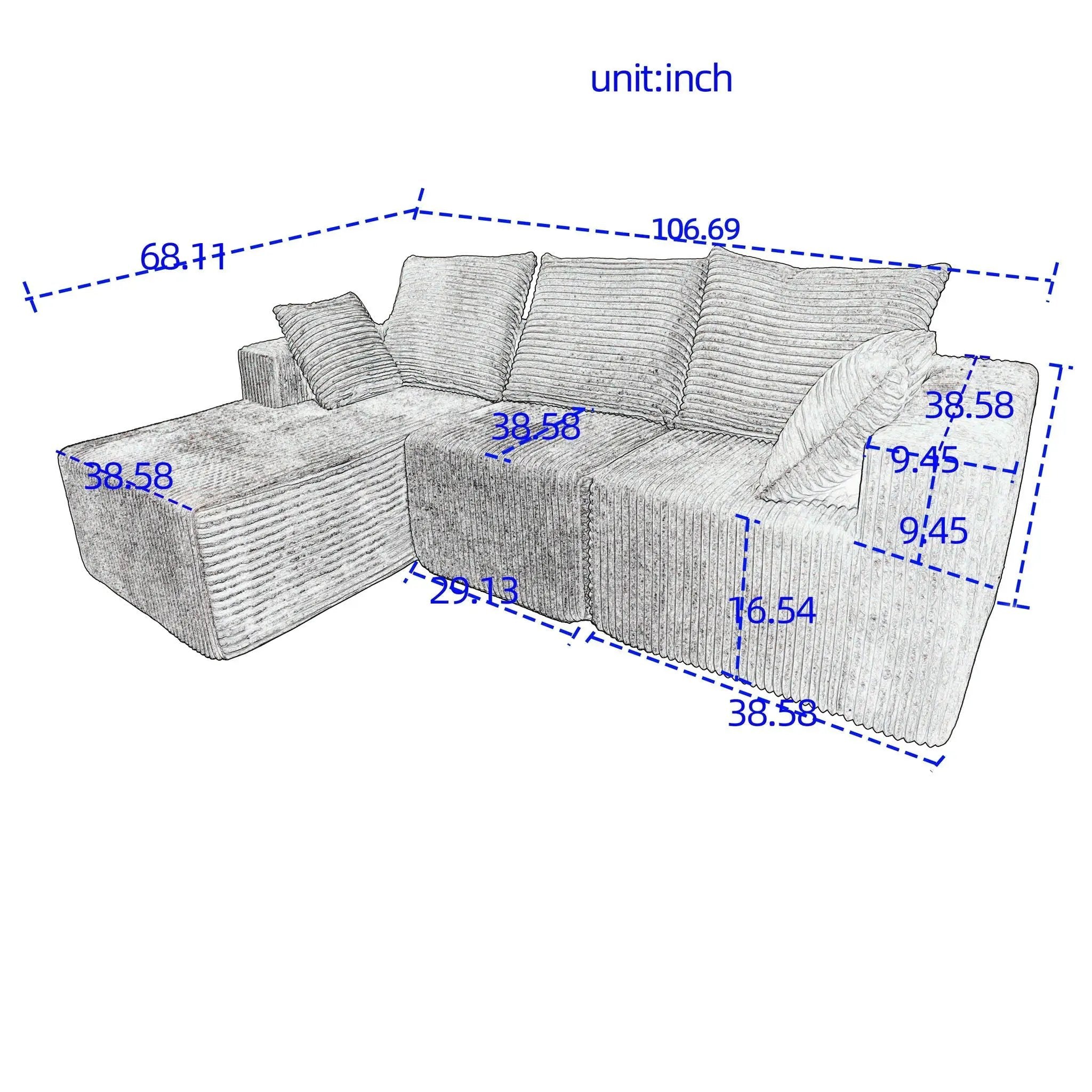 Modular Corner Sofa With Soft Fabric by HouseOfZazla
