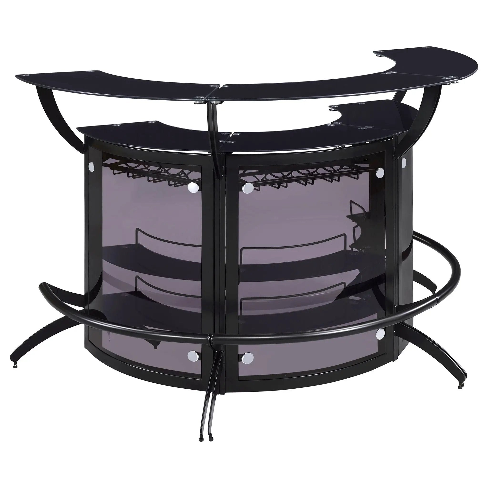 Dallas 3-piece Curved Freestanding Home Bar Cabinet Black by Unique Piece Furniture