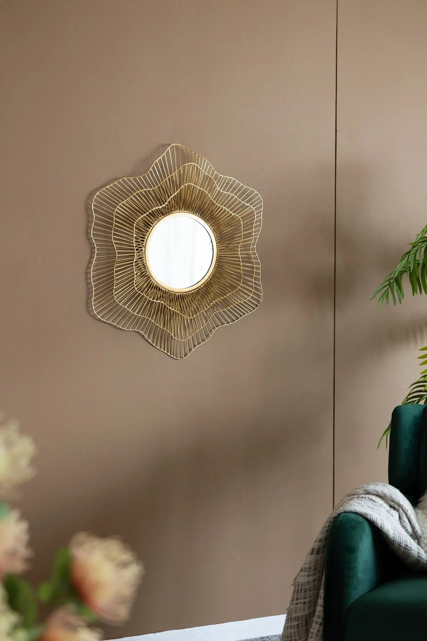 D27x2.4' Metal Starburst Wall Mirror, Wall Mounted Home Decor by HouseOfZazla