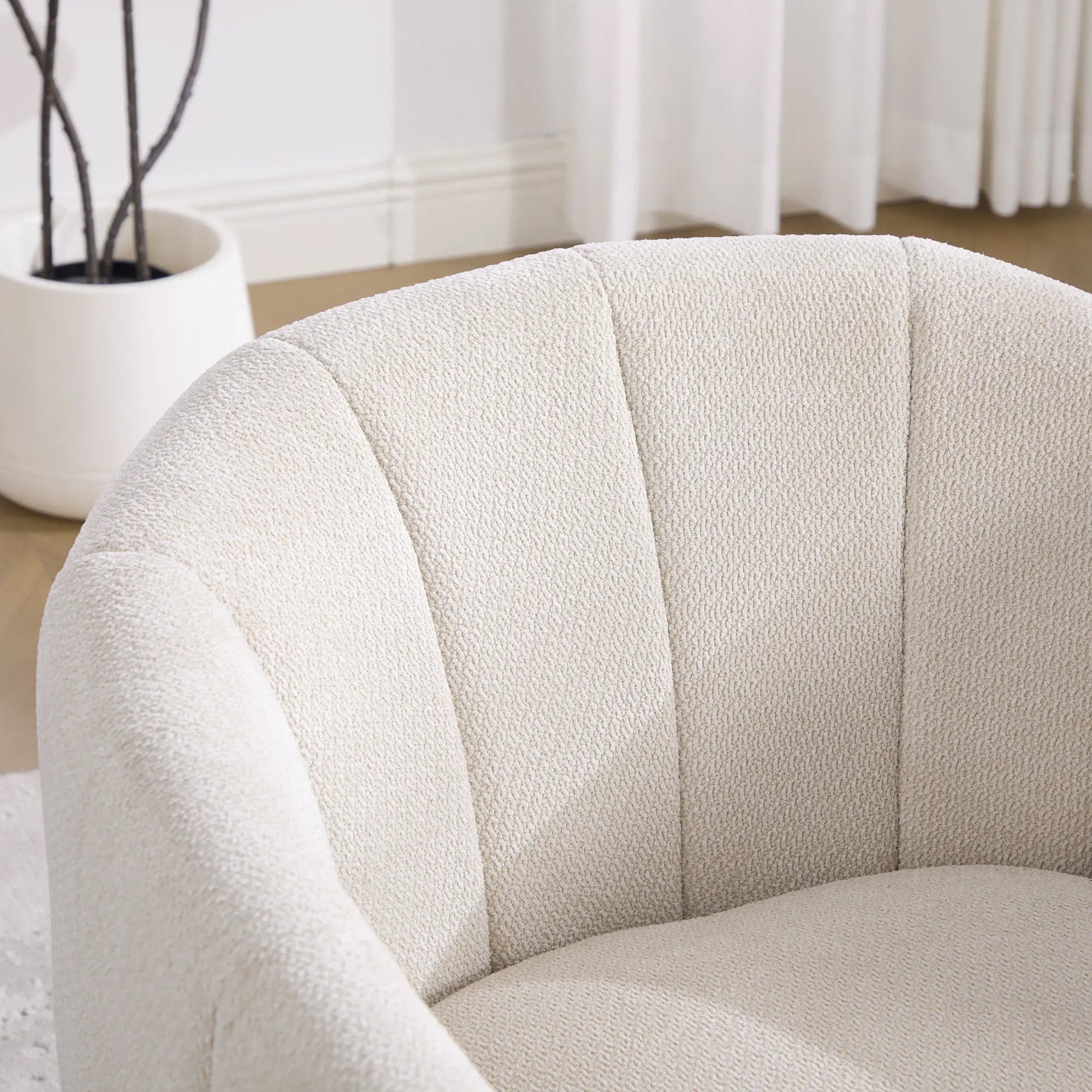 Upholstered Chenille Swivel Barrel Chair by HouseOfZazla