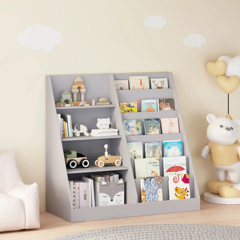 Bookshelf And Toy Storage Organizer, 4 Tier Bookcase With Display Stand For Playroom by HouseOfZazla