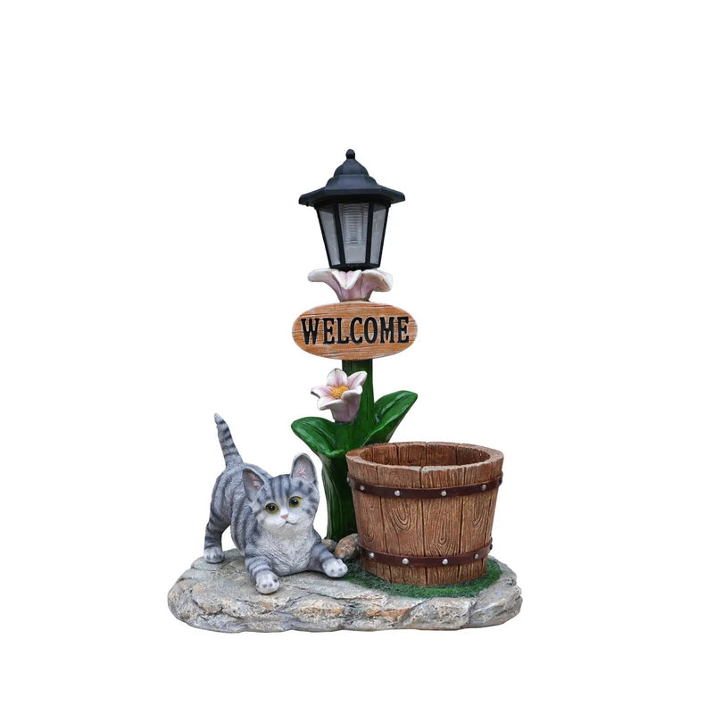 Lying Cat Solar Planter Garden Decor by HouseOfZazla